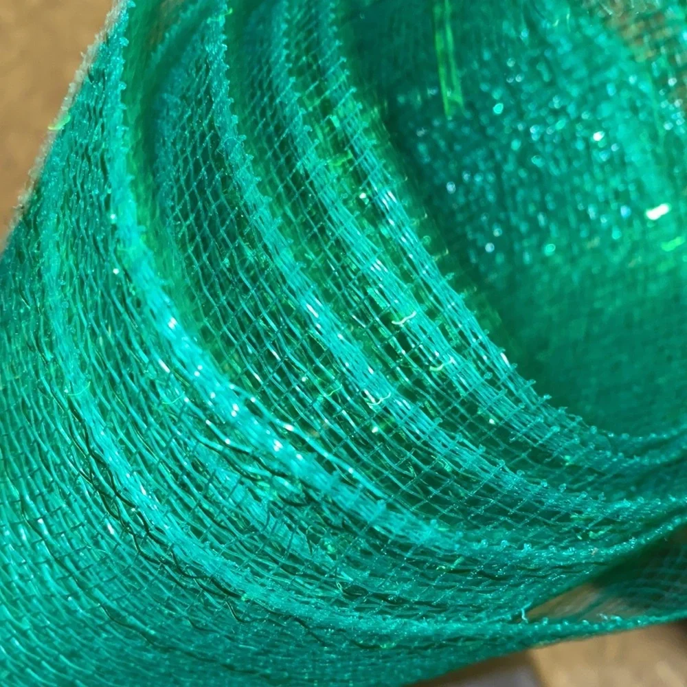 Green shimmer glitz ribbon holiday decor 1 length 10ft & 1 length 4 ft, 30” wide